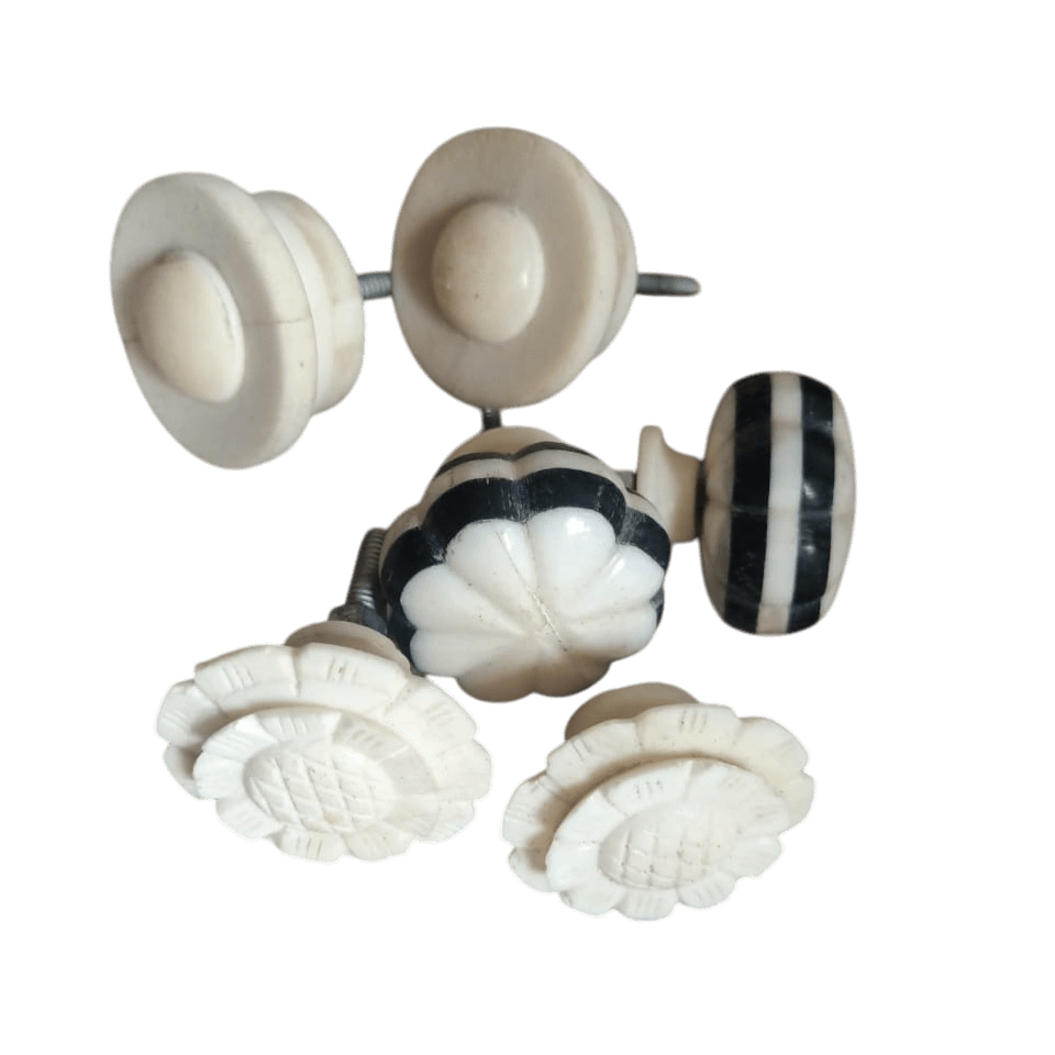 IRON & BUFFALO BONE KNOB (POLISH) 3 DESIGN